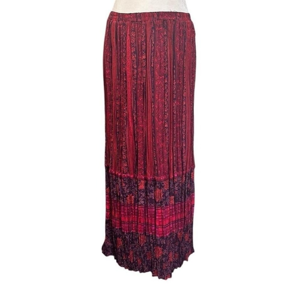 Carole Little Red and Black Patterned Maxi Skirt